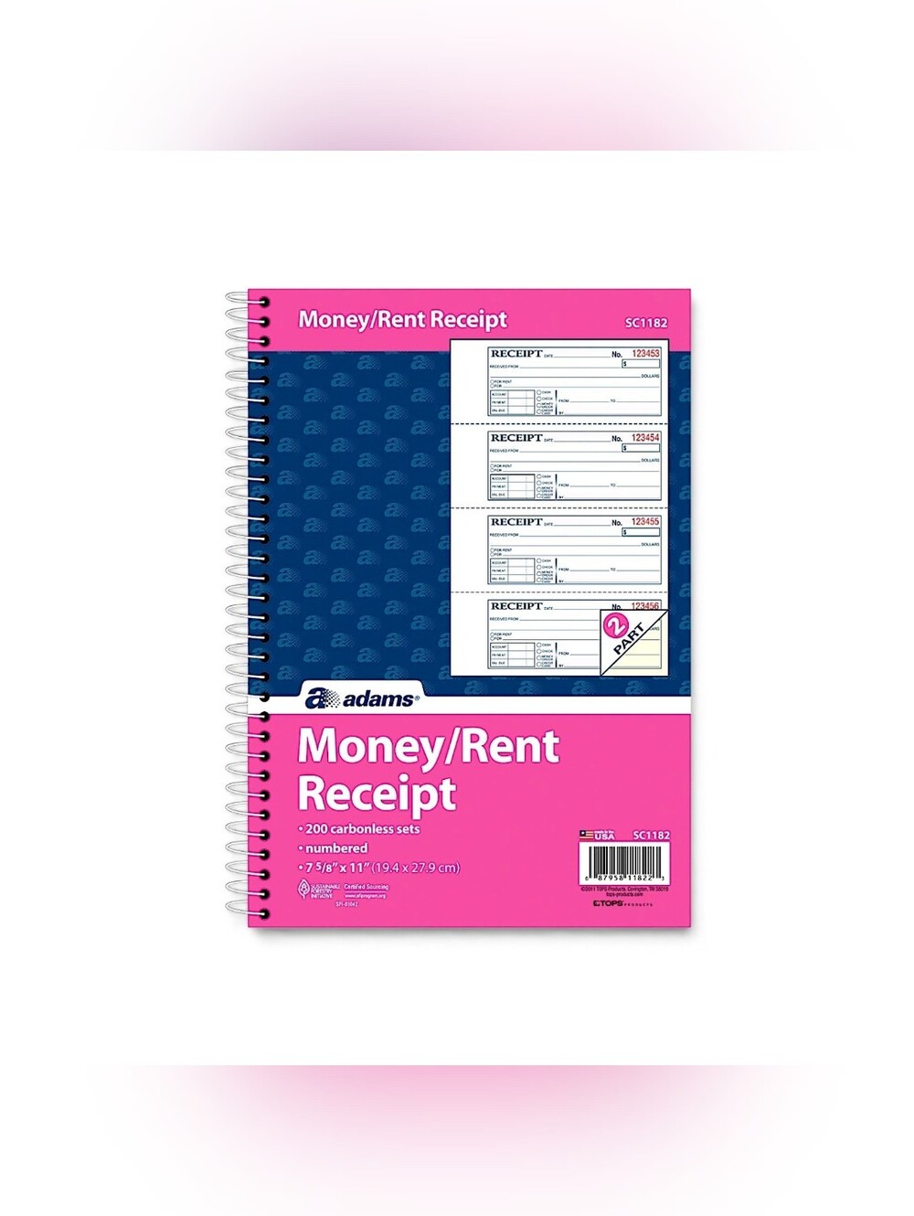 Adams Money & Rent Receipt Book SC1182 - Brand New